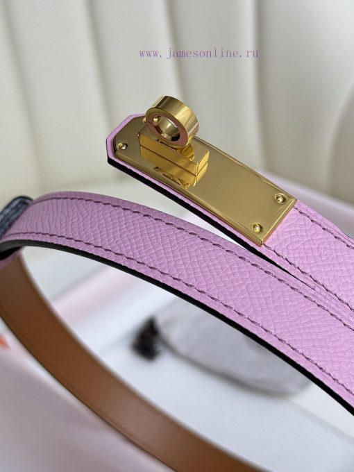 Hermes Women's BeltFull set of 1.8mm women's Kelly original imported leather K gold/platinum d5ychzzy - Image 7