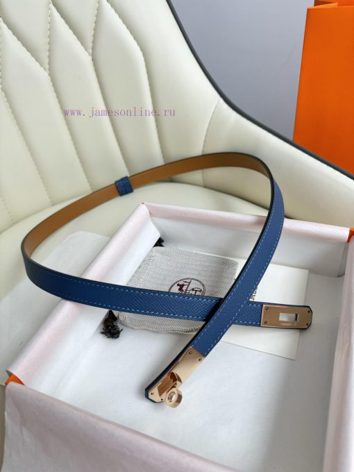 Hermes Women's BeltFull set of 1.8mm women's Kelly original imported leather K gold/platinum mn7ydji8 - Image 4