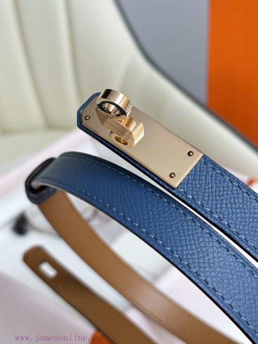 Hermes Women's BeltFull set of 1.8mm women's Kelly original imported leather K gold/platinum mn7ydji8 - Image 7