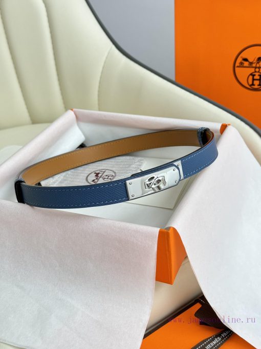 Hermes Women's BeltFull set of 1.8mm women's Kelly original imported leather K gold/platinum hv35pcd5 - Image 3