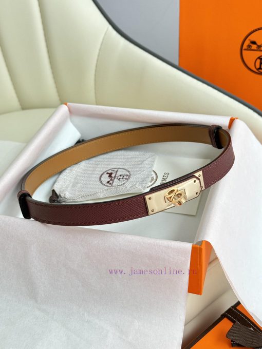 Hermes Women's BeltFull set of 1.8mm women's Kelly original imported leather K gold/platinum knqx6qu2 - Image 2