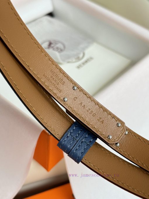Hermes Women's BeltFull set of 1.8mm women's Kelly original imported leather K gold/platinum hv35pcd5 - Image 6