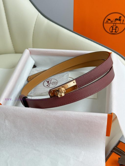 Hermes Women's BeltFull set of 1.8mm women's Kelly original imported leather K gold/platinum knqx6qu2 - Image 3