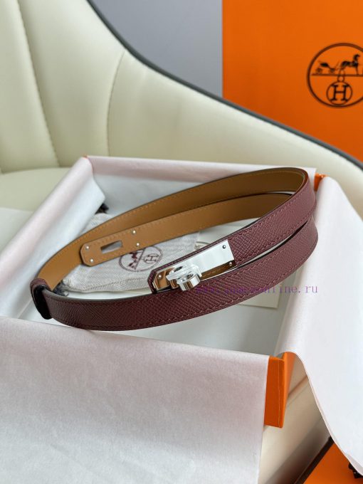 Hermes Women's BeltFull set of 1.8mm women's Kelly original imported leather K gold/platinum 1934mst6 - Image 2