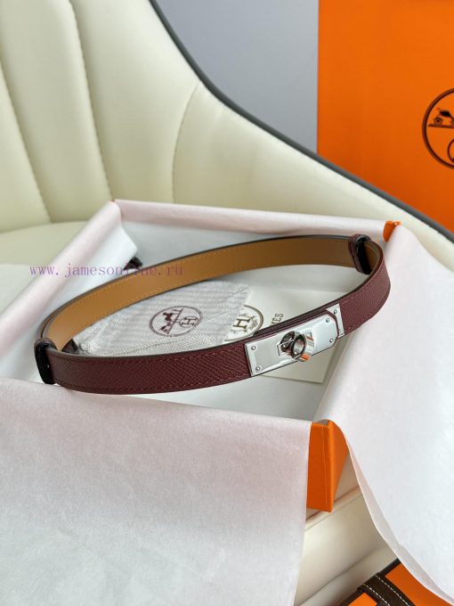 Hermes Women's BeltFull set of 1.8mm women's Kelly original imported leather K gold/platinum 1934mst6 - Image 3