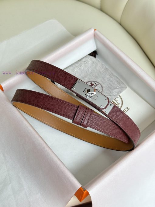 Hermes Women's BeltFull set of 1.8mm women's Kelly original imported leather K gold/platinum 1934mst6 - Image 5