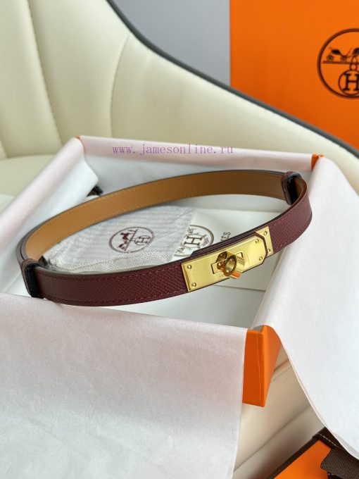 Hermes Women's BeltFull set of 1.8mm women's Kelly original imported leather K gold/platinum 1nav2rdh - Image 2