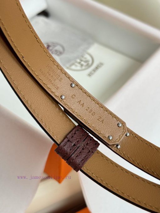 Hermes Women's BeltFull set of 1.8mm women's Kelly original imported leather K gold/platinum 1934mst6 - Image 6