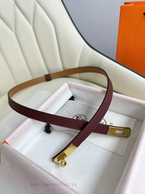 Hermes Women's BeltFull set of 1.8mm women's Kelly original imported leather K gold/platinum 1nav2rdh - Image 3