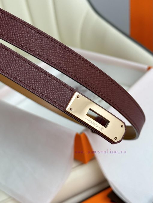 Hermes Women's BeltFull set of 1.8mm women's Kelly original imported leather K gold/platinum knqx6qu2 - Image 8