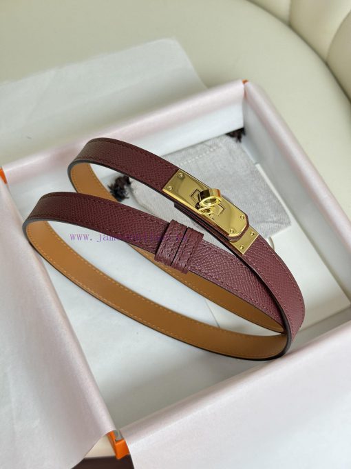 Hermes Women's BeltFull set of 1.8mm women's Kelly original imported leather K gold/platinum 1nav2rdh - Image 4