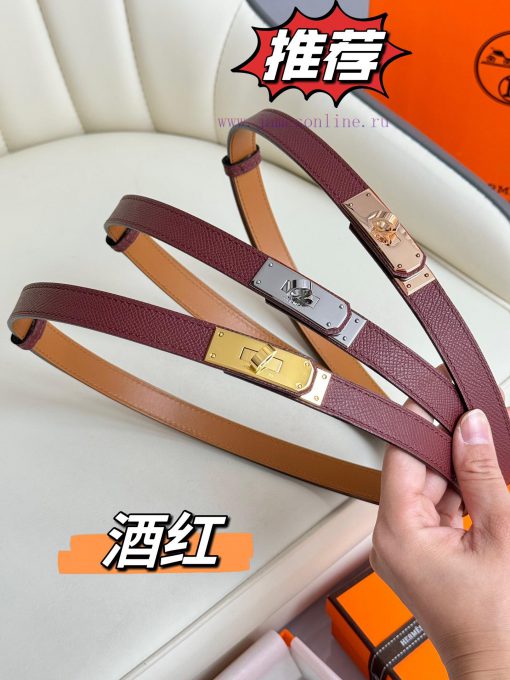 Hermes Women's BeltFull set of 1.8mm women's Kelly original imported leather K gold/platinum knqx6qu2 - Image 9