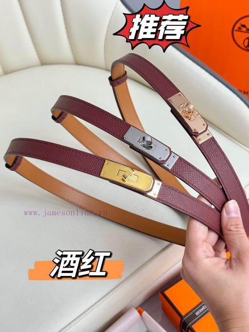 Hermes Women's BeltFull set of 1.8mm women's Kelly original imported leather K gold/platinum 1nav2rdh - Image 9