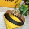 FENDI style, width 4.0CM, double ring front and back waist belt with F nail buckle, earth ye xwm25yma