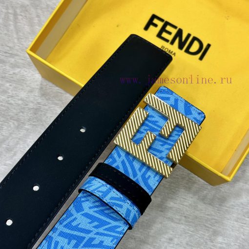 FENDL original custom sky blue FF Vertigo pattern leather with FF nail steel buckle, 40MM wi sa015paa - Image 8