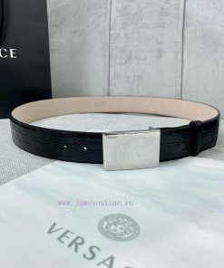 Width 4.0cm Versace Stone Pattern Sand Bottom Belt with Iconic Versace Medusa Portrait Buckl 79ngasww
