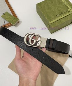 Paired with Gucci CAO2T black coffee double-sided imported Togo coarse lychee skin, width 3. i7j94okb