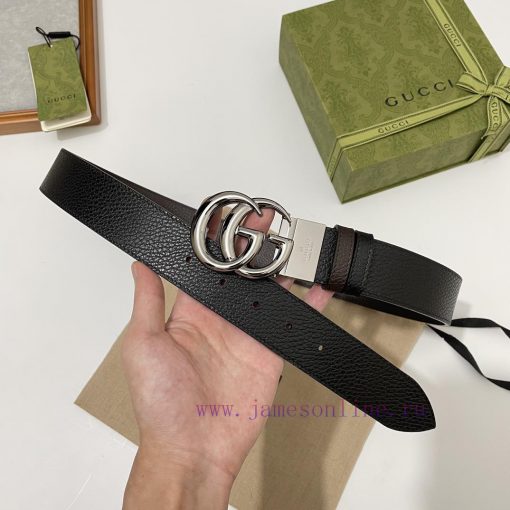 Paired with Gucci CAO2T black coffee double-sided imported Togo coarse lychee skin, width 3. pfi0fbca - Image 2