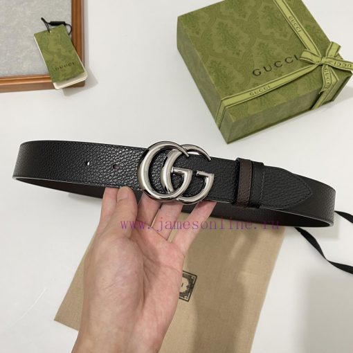 Paired with Gucci CAO2T black coffee double-sided imported Togo coarse lychee skin, width 3. pfi0fbca - Image 3
