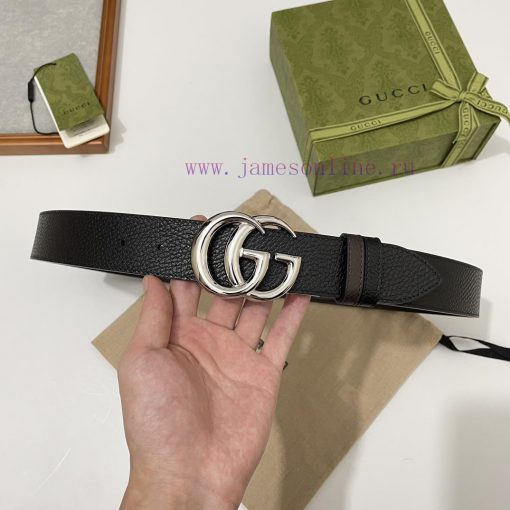 Paired with Gucci CAO2T black coffee double-sided imported Togo coarse lychee skin, width 3. xmxqqzr9 - Image 3