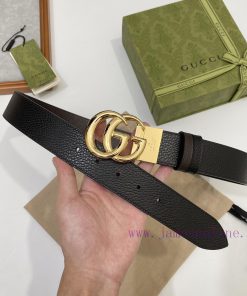 Paired with Gucci CAO2T black coffee double-sided imported Togo coarse lychee skin, width 3. cjsz6us5