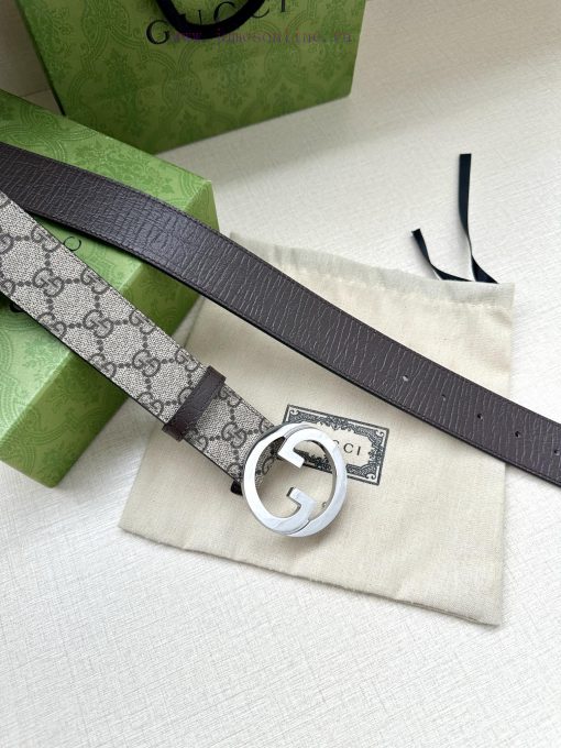 This double-sided belt from GUCCI, with a width of 3.8cm, cleverly combines GG Supreme canva fdn4rcs4 - Image 7