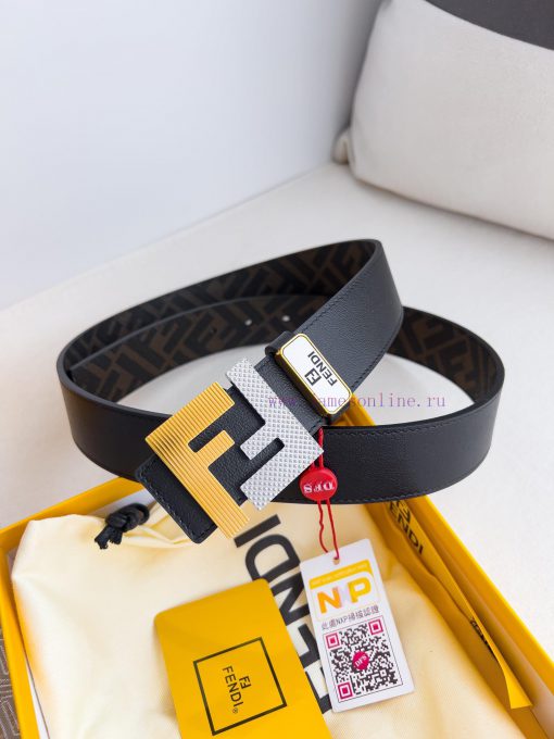 Fendi FENDI ️ Belt and beltBuckle, original classic pure copper boutique letter buckle, phot nrn979xi - Image 7