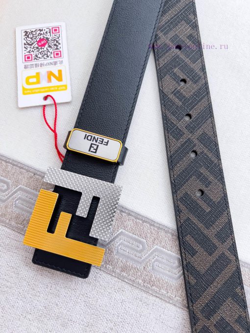 Fendi FENDI ️ Belt and beltBuckle, original classic pure copper boutique letter buckle, phot nrn979xi - Image 8