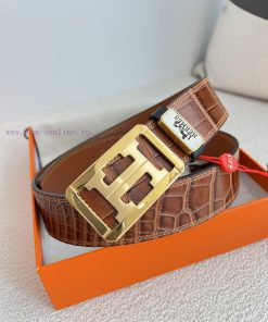 Hermes Hermes waist beltHanging buckle, classic pure steel material buckle head, double-side lace5mmm