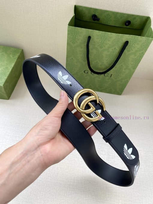 As one of the adidas x Gucci collaboration series, the 4.0cm GUCCI leather belt is adorned w 1iew9jiu - Image 5
