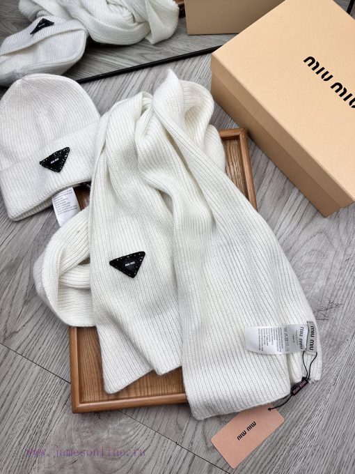 MIU MIU Wool Set Hat Classic Set Hat Scarf Warm and Super Comfortable~Winter Sister's Age Reyx8yszls - Image 7