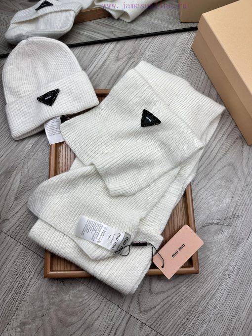 MIU MIU Wool Set Hat Classic Set Hat Scarf Warm and Super Comfortable~Winter Sister's Age Reyx8yszls - Image 14