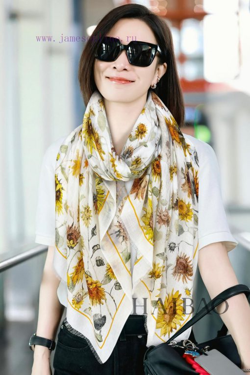 New Dior Cashmere Scarf D Sunflower Printed Scarf for VIP Recommendation: Be sure to start qewb1rlcq - Image 2