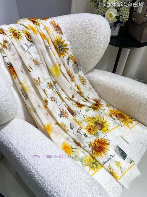 New Dior Cashmere Scarf D Sunflower Printed Scarf for VIP Recommendation: Be sure to start qewb1rlcq - Image 9