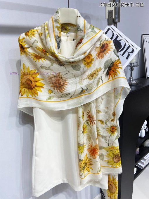 New Dior Cashmere Scarf D Sunflower Printed Scarf for VIP Recommendation: Be sure to start qewb1rlcq - Image 12