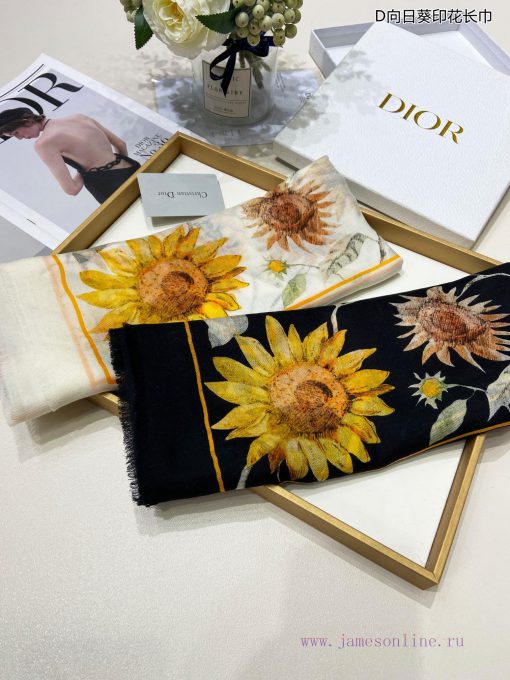 New Dior Cashmere Scarf D Sunflower Printed Scarf for VIP Recommendation: Be sure to start qewb1rlcq - Image 15
