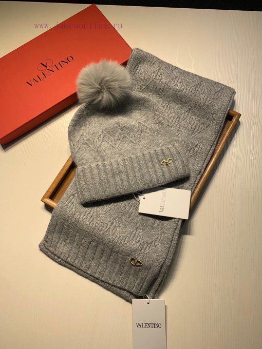 Valentino wool set hat - with fox fur ball classic set hat scarf material 70% wool 30% rabbiumlu9kqm - Image 12
