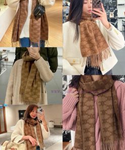 Celine's new CL logo cashmere long scarf for both men and women this year is a double-sided j3xflahm