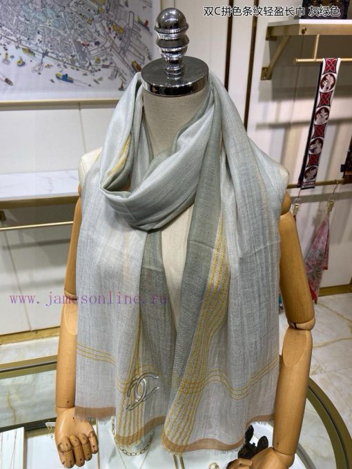 Top of the line stunning double C color striped lightweight long scarf Chanel stunning versagek3nfth - Image 6