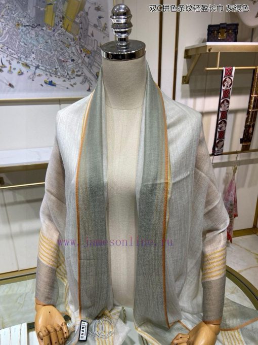 Top of the line stunning double C color striped lightweight long scarf Chanel stunning versagek3nfth - Image 7