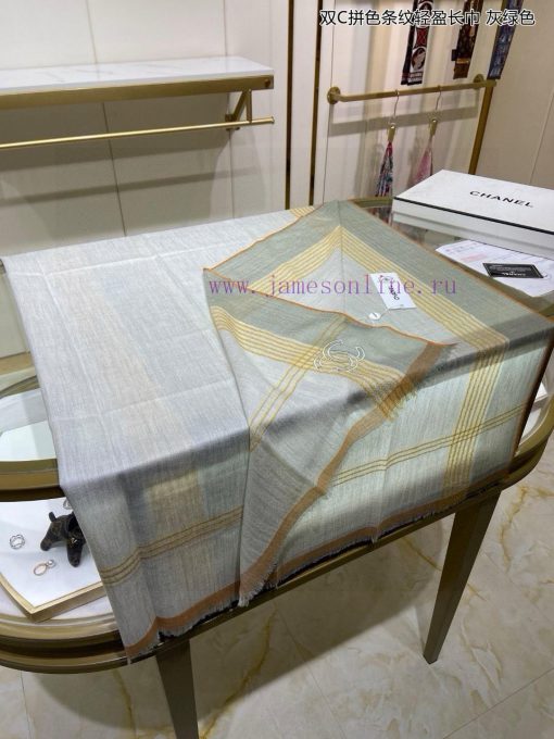 Top of the line stunning double C color striped lightweight long scarf Chanel stunning versagek3nfth - Image 8