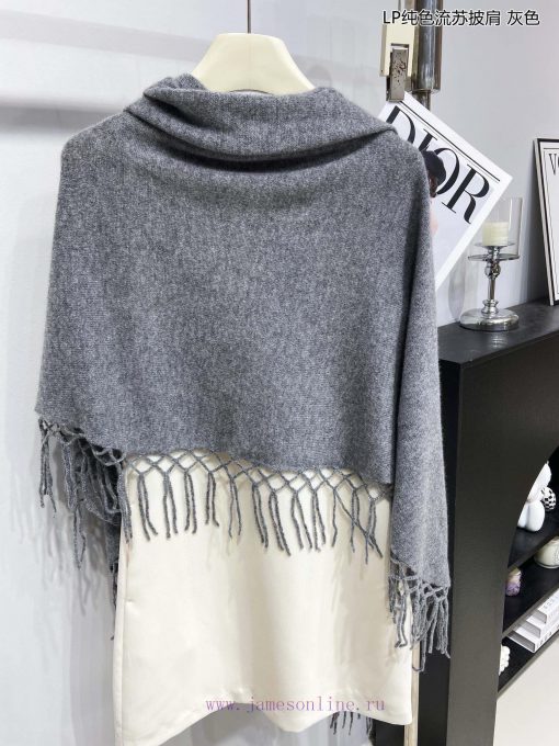 The new Loro Piana Cattle LP solid color tassel shawl is a multifunctional shawl that can beqoqhco17 - Image 16
