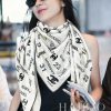 High end customized Chanel double-sided same color cashmere square scarf with double C solidbluxgcwd