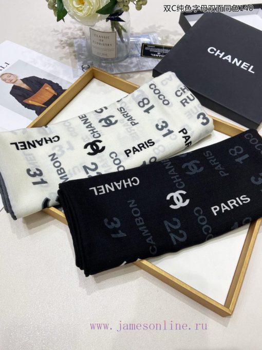 High end customized Chanel double-sided same color cashmere square scarf with double C solidbluxgcwd - Image 3