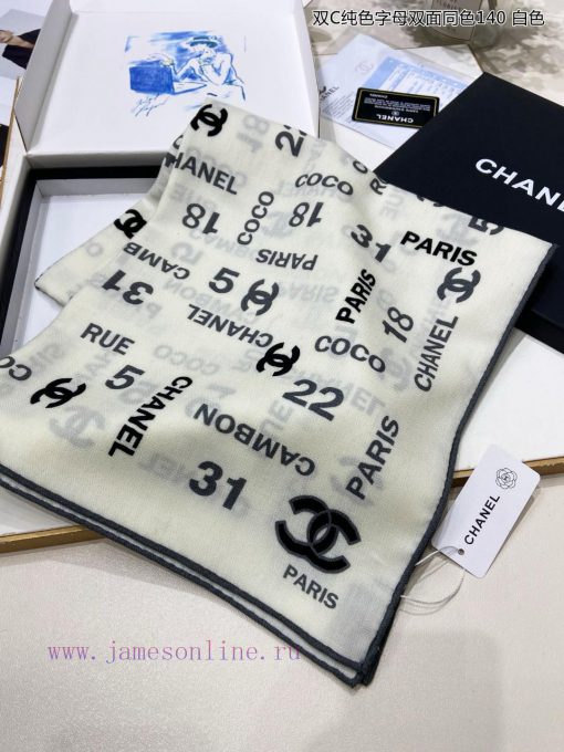 High end customized Chanel double-sided same color cashmere square scarf with double C solidbluxgcwd - Image 5