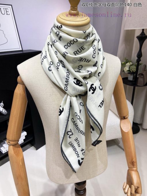 High end customized Chanel double-sided same color cashmere square scarf with double C solidbluxgcwd - Image 6