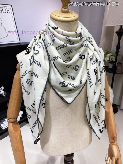 High end customized Chanel double-sided same color cashmere square scarf with double C solidbluxgcwd - Image 19