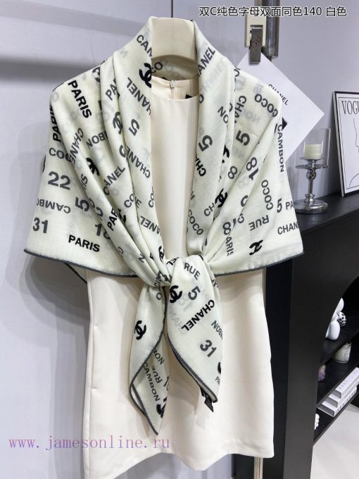 High end customized Chanel double-sided same color cashmere square scarf with double C solidbluxgcwd - Image 20