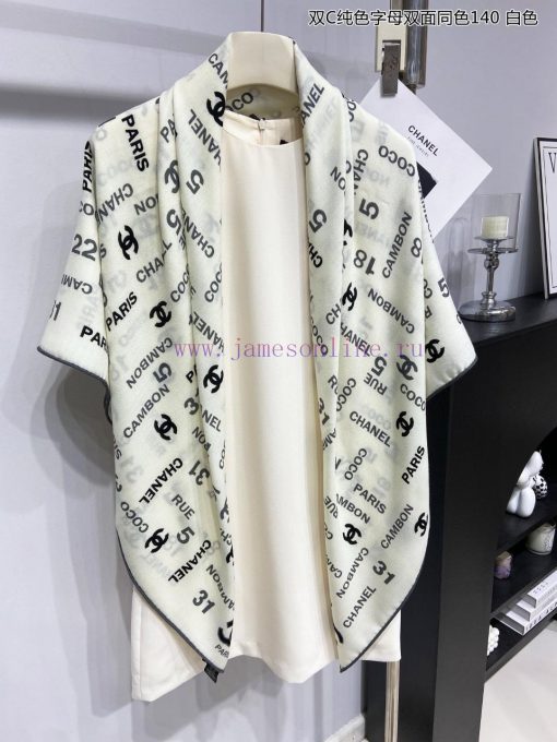 High end customized Chanel double-sided same color cashmere square scarf with double C solidbluxgcwd - Image 22