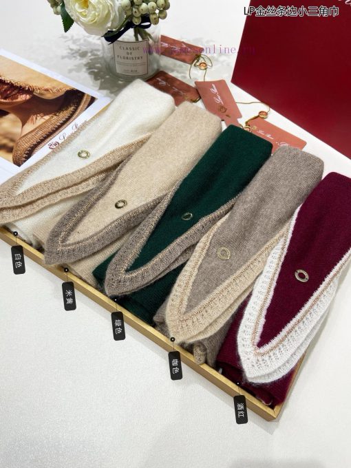 Loro Piana Beef LP Golden Thread Edge Small Triangle Scarf is a fashionable, noble and populzw6rti45 - Image 3